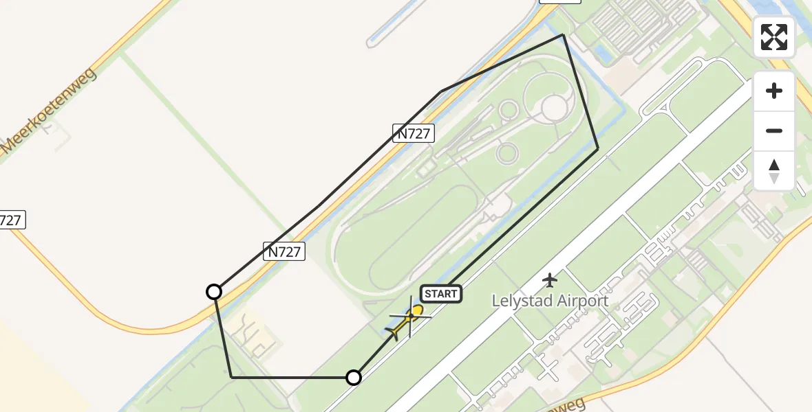 Routekaart van de vlucht: Traumahelikopter naar Lelystad Airport