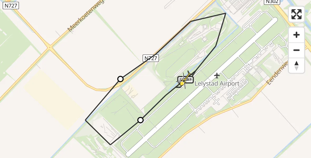 Routekaart van de vlucht: Traumaheli naar Lelystad Airport