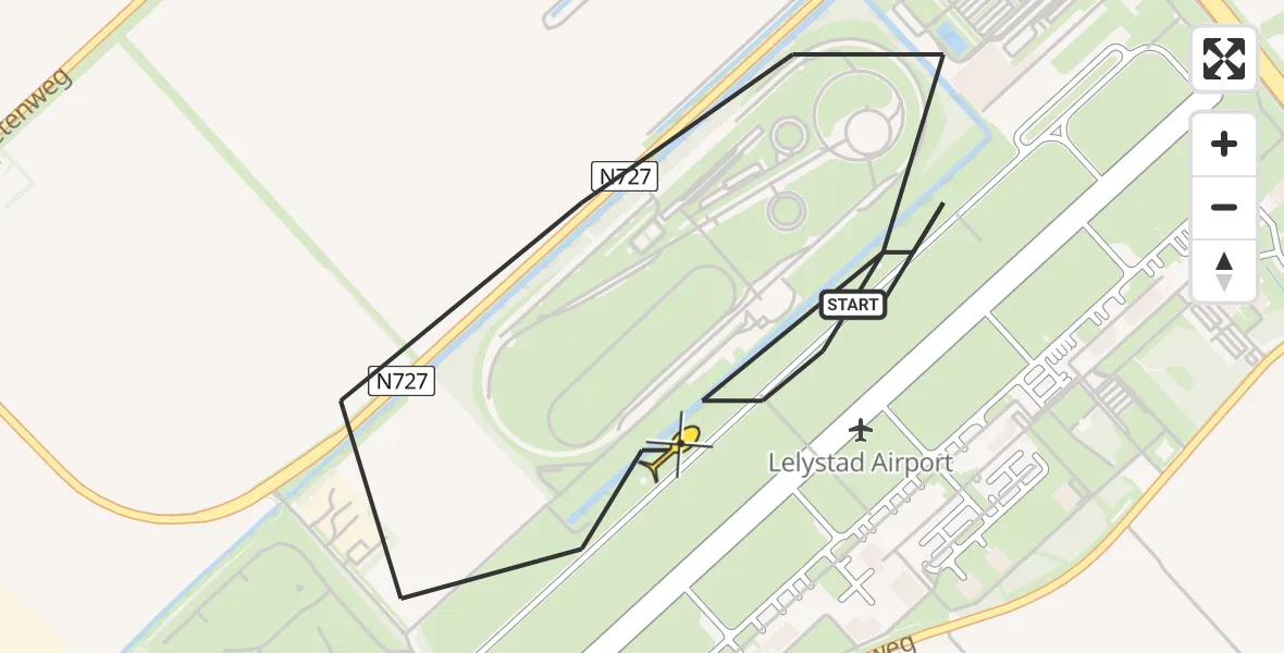 Routekaart van de vlucht: Traumahelikopter naar Lelystad Airport