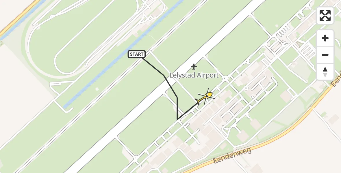 Routekaart van de vlucht: Traumaheli naar Lelystad Airport