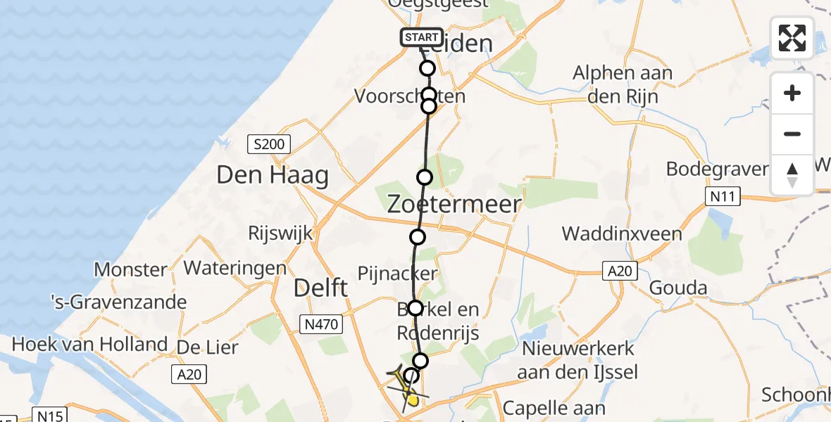 Routekaart van de vlucht: Lifeliner 2 naar Rotterdam The Hague Airport