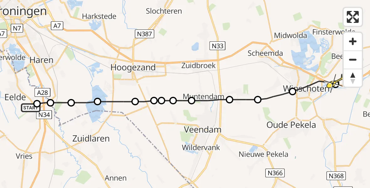 Routekaart van de vlucht: Lifeliner 4 naar Beerta