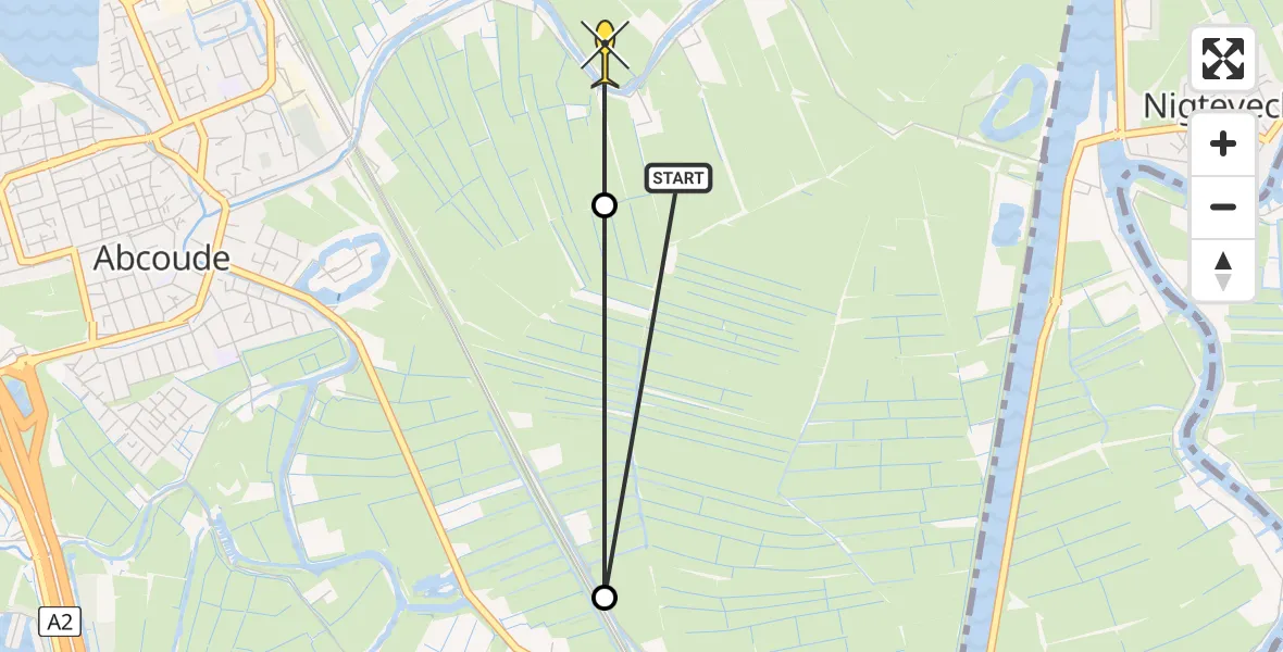 Routekaart van de vlucht: Politiehelikopter naar Abcoude