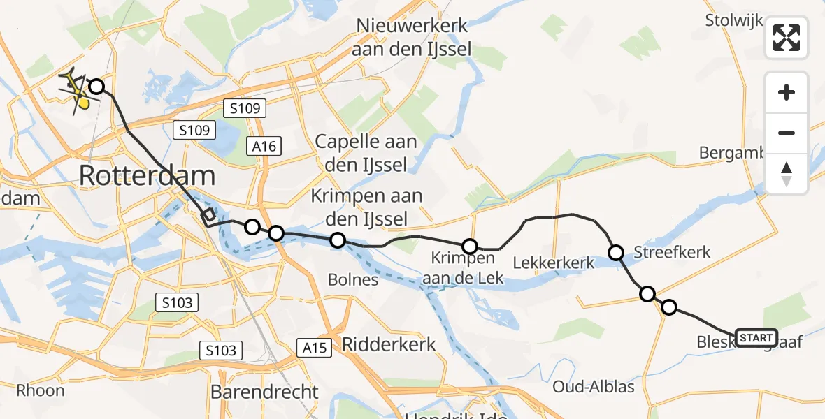 Routekaart van de vlucht: Lifeliner 2 naar Rotterdam The Hague Airport