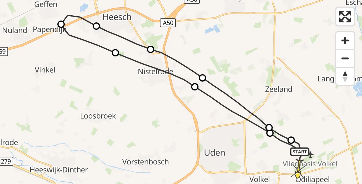 Routekaart van de vlucht: Lifeliner 3 naar Vliegbasis Volkel