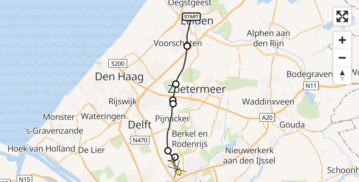 Routekaart van de vlucht: Lifeliner 2 naar Rotterdam The Hague Airport