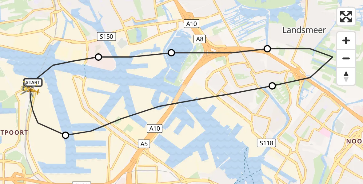 Vluchtroute Traumahelikopter Amsterdam Heliport - Amsterdam Heliport, 01 september 2023, 17:33