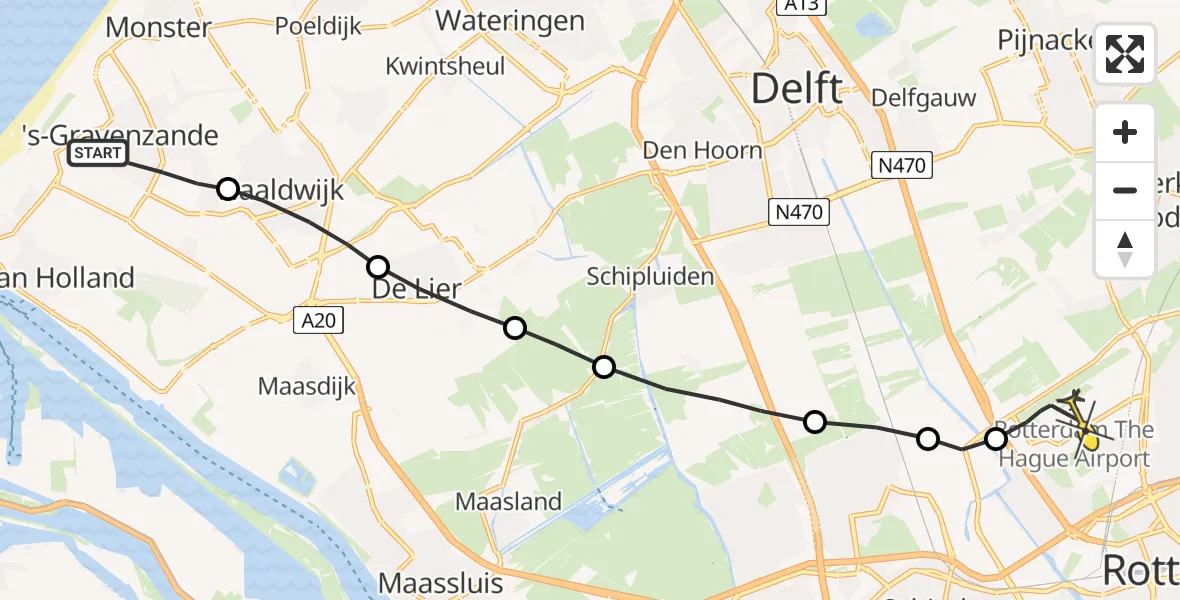 Routekaart van de vlucht: Lifeliner 2 naar Rotterdam The Hague Airport