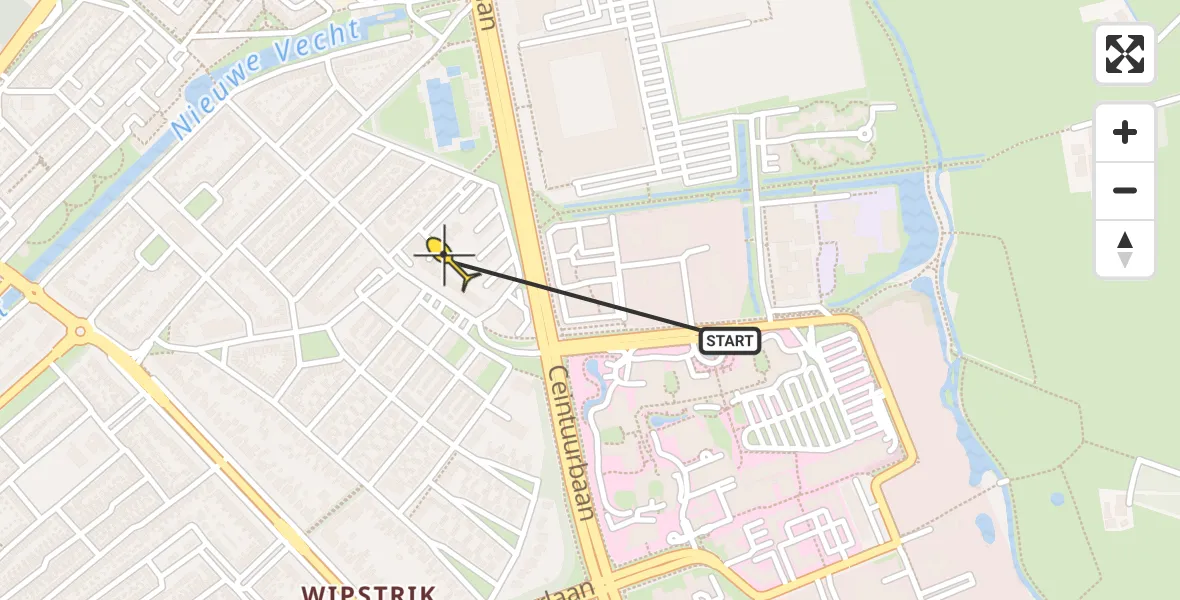 Routekaart van de vlucht: Traumahelikopter naar Zwolle