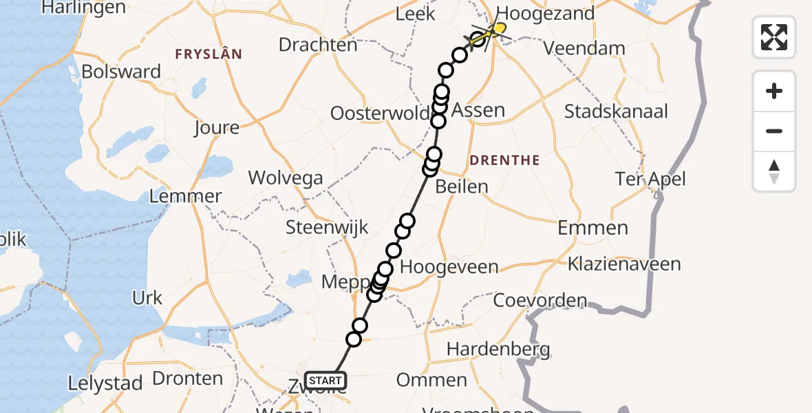 Routekaart van de vlucht: Lifeliner 4 naar Groningen Airport Eelde