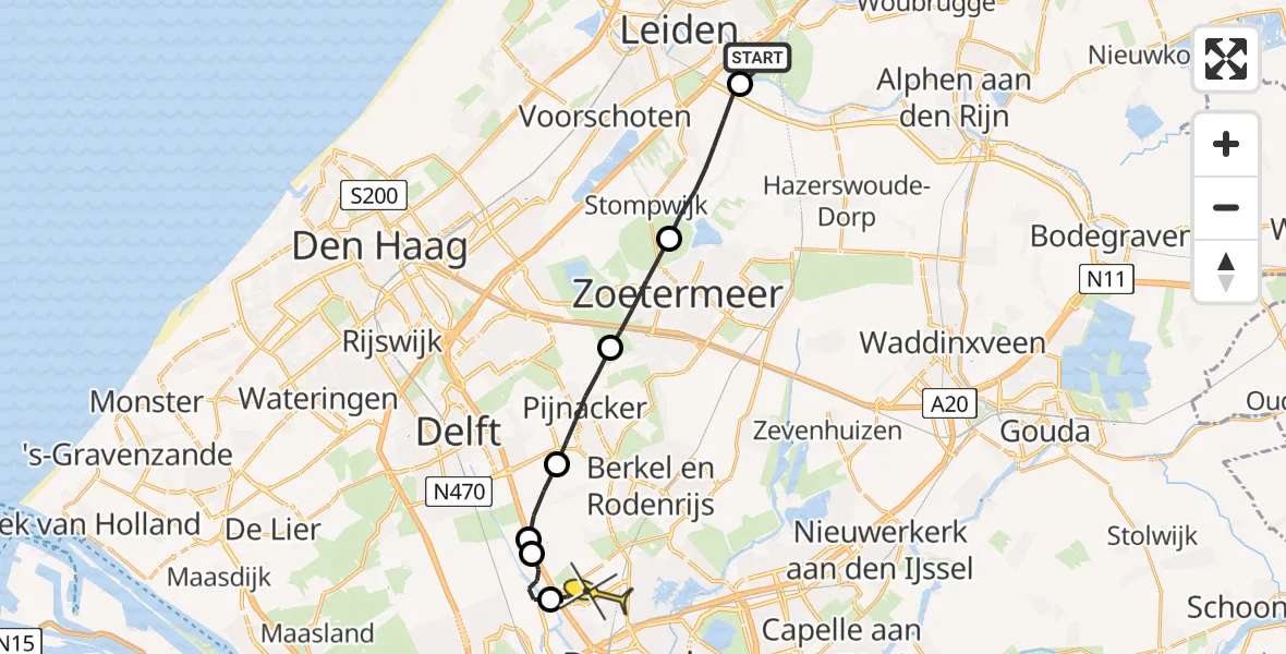 Routekaart van de vlucht: Lifeliner 2 naar Rotterdam The Hague Airport