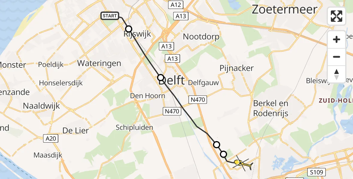 Routekaart van de vlucht: Lifeliner 2 naar Rotterdam The Hague Airport