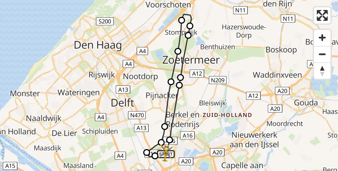 Vluchtroute Traumahelikopter Rotterdam The Hague Airport - Rotterdam The Hague Airport, 02 september 2023, 13:55