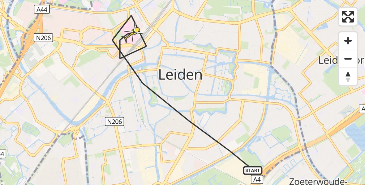 Routekaart van de vlucht: Lifeliner 1 naar Leiden