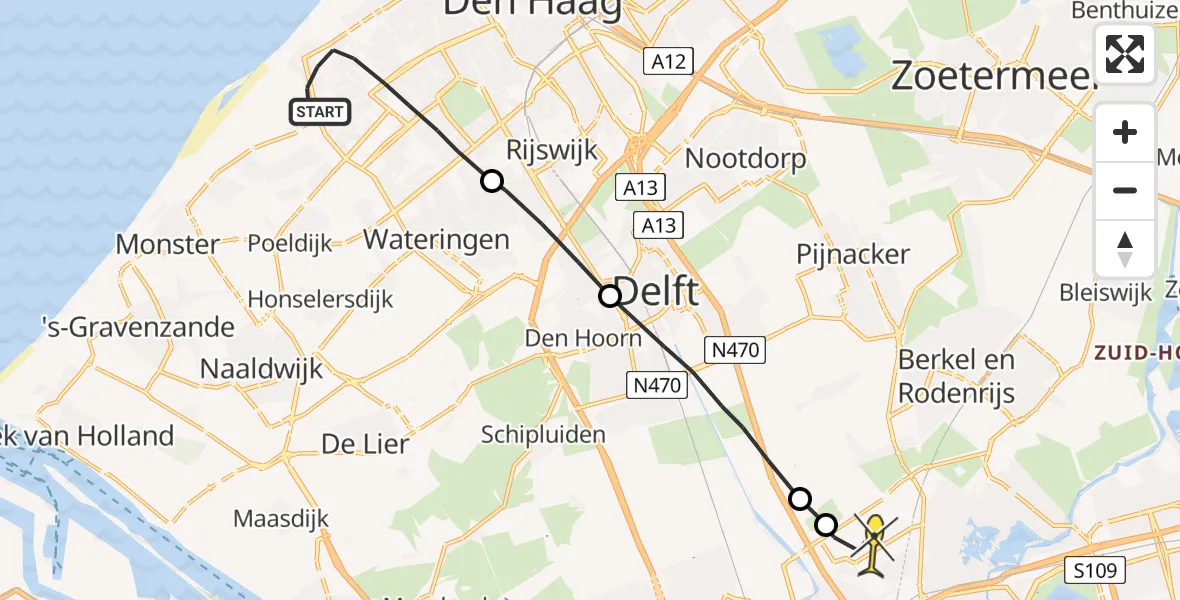 Routekaart van de vlucht: Lifeliner 2 naar Rotterdam The Hague Airport