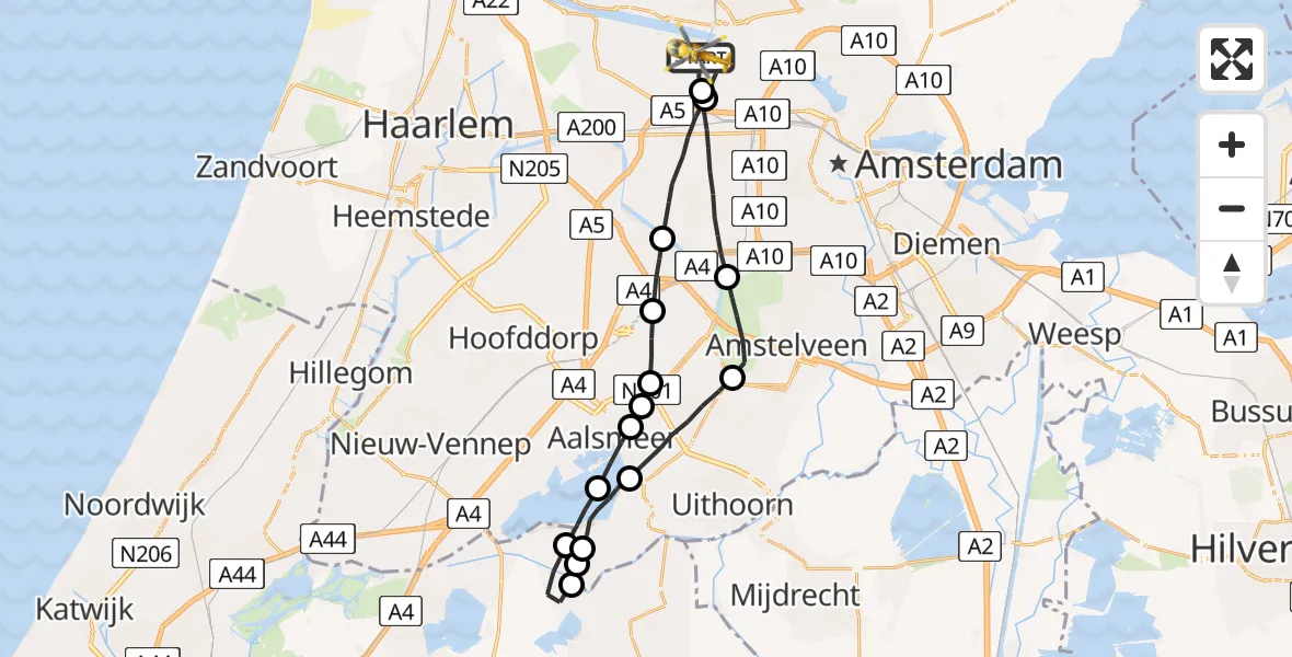 Vluchtroute Traumahelikopter Amsterdam Heliport - Amsterdam Heliport, 02 september 2023, 19:15