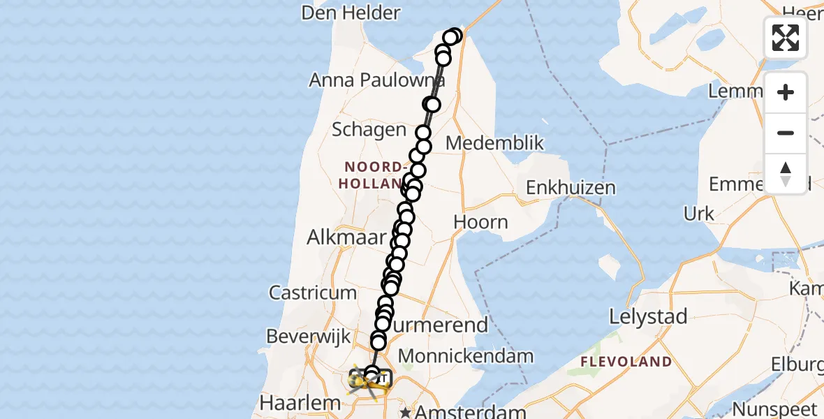 Vluchtroute Traumahelikopter Amsterdam Heliport - Amsterdam Heliport, 03 september 2023, 01:58