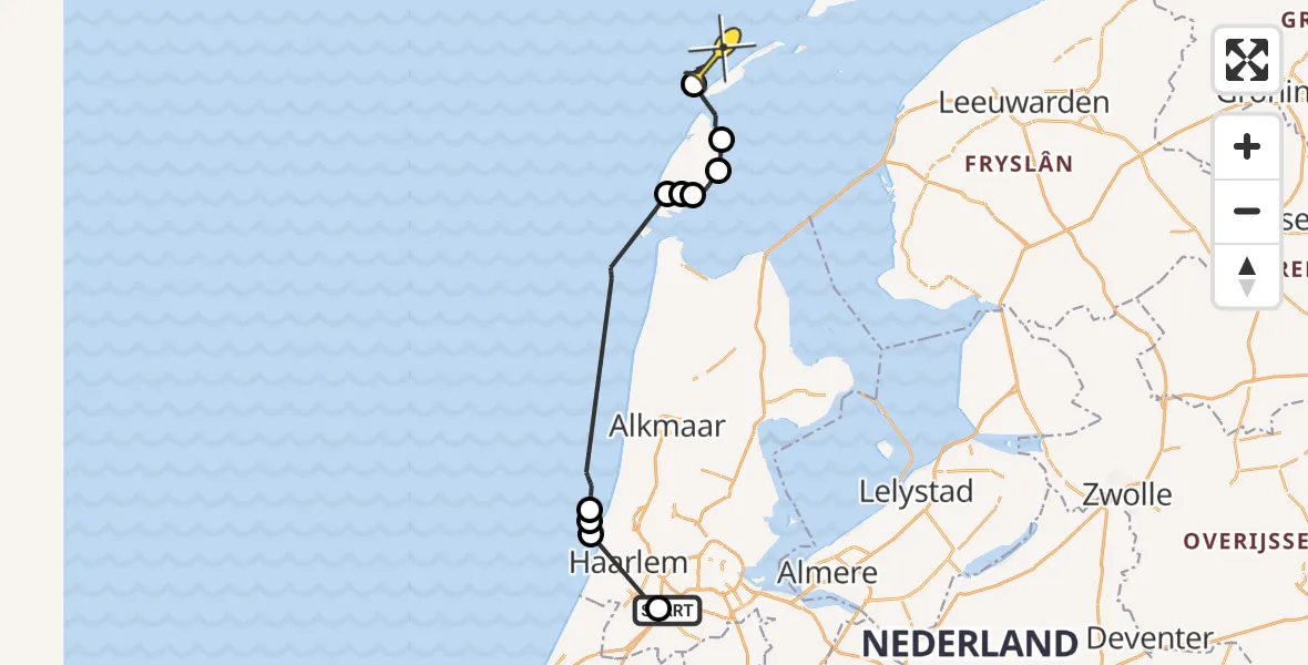 Routekaart van de vlucht: Politieheli naar 