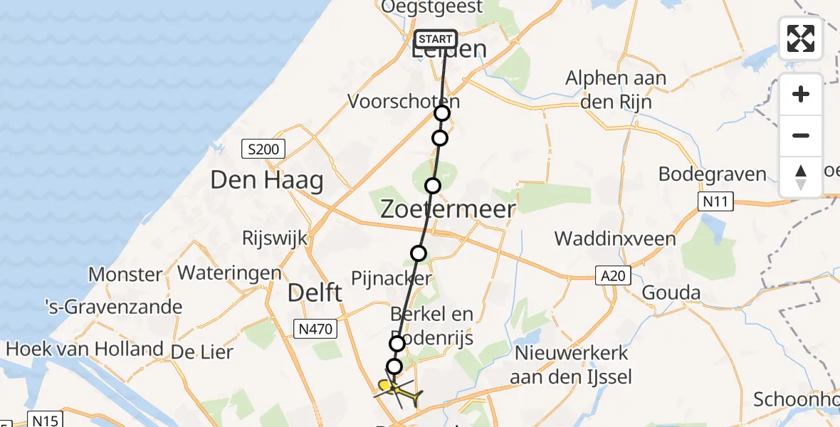 Routekaart van de vlucht: Lifeliner 2 naar Rotterdam The Hague Airport