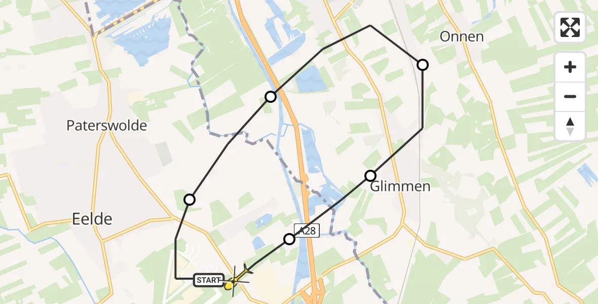 Routekaart van de vlucht: Lifeliner 4 naar Groningen Airport Eelde