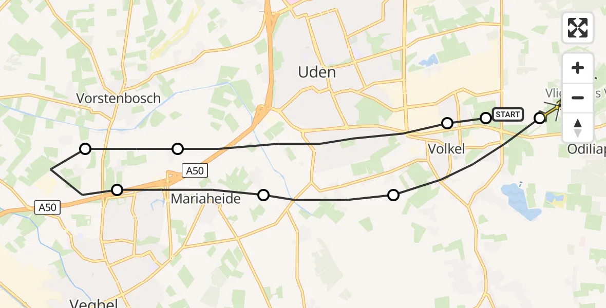 Routekaart van de vlucht: Lifeliner 3 naar Vliegbasis Volkel