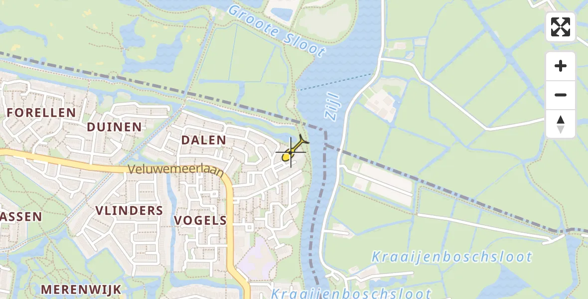 Routekaart van de vlucht: Lifeliner 2 naar Leiden