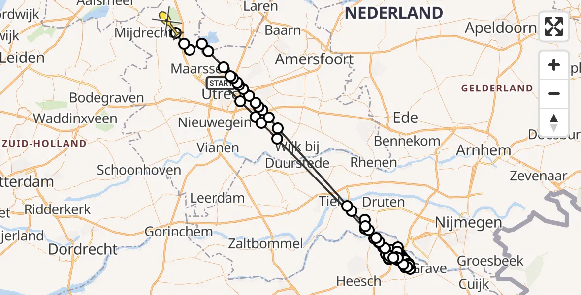 Routekaart van de vlucht: Politiehelikopter naar Vinkeveen