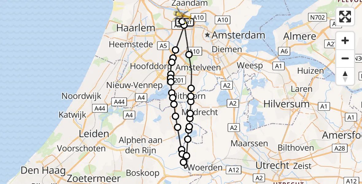 Vluchtroute Traumahelikopter Amsterdam Heliport - Amsterdam Heliport, 04 september 2023, 06:42