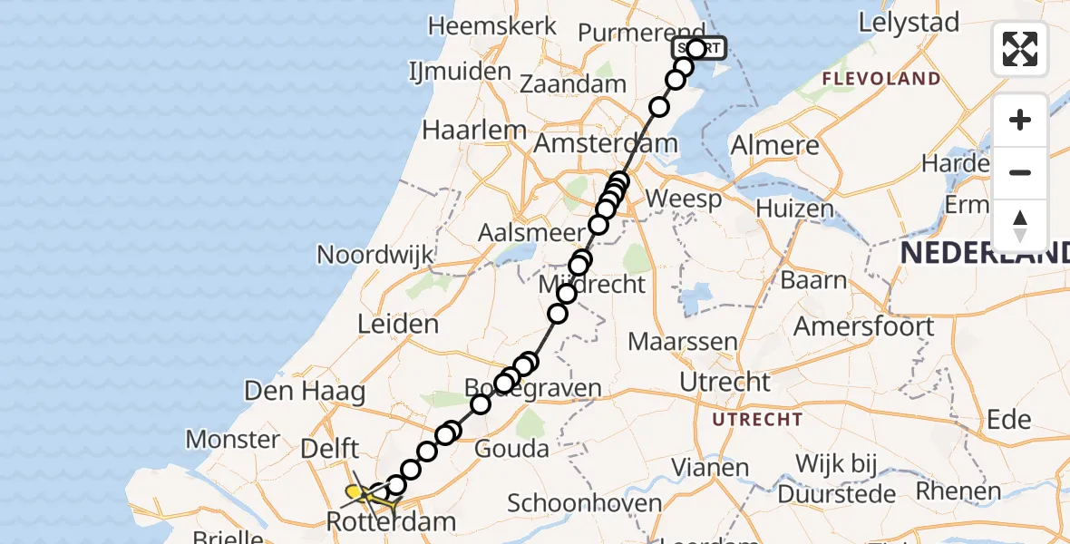 Routekaart van de vlucht: Lifeliner 2 naar Rotterdam The Hague Airport