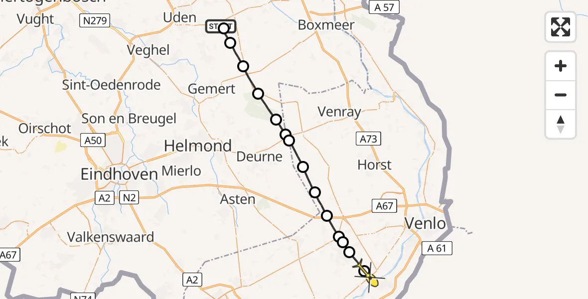 Routekaart van de vlucht: Lifeliner 3 naar Kessel