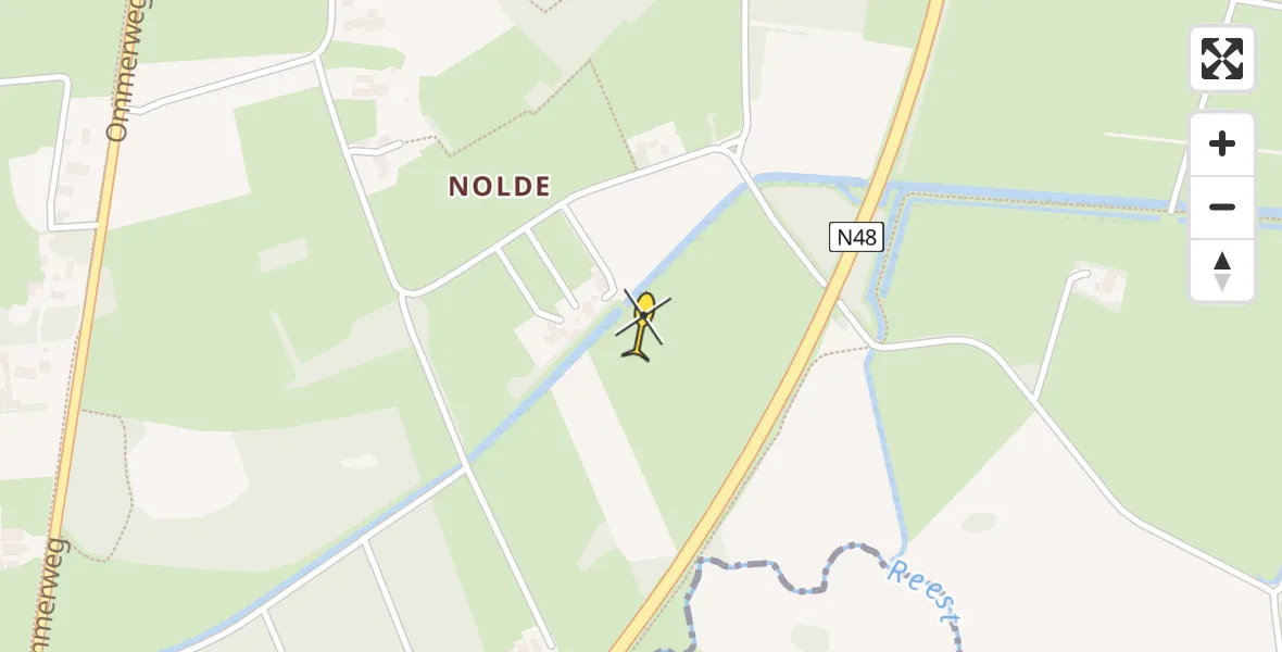 Routekaart van de vlucht: Traumahelikopter naar Linde