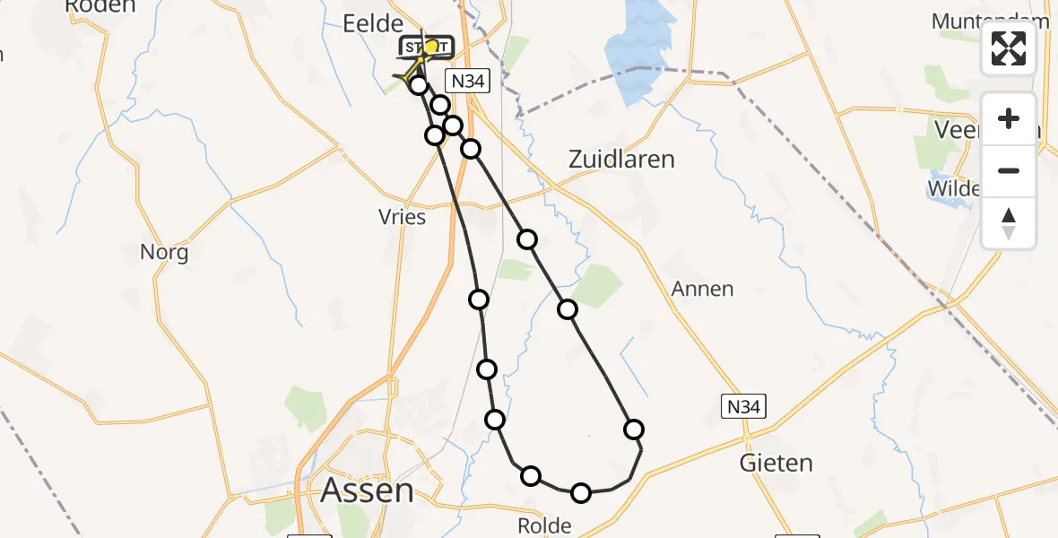 Routekaart van de vlucht: Lifeliner 4 naar Groningen Airport Eelde