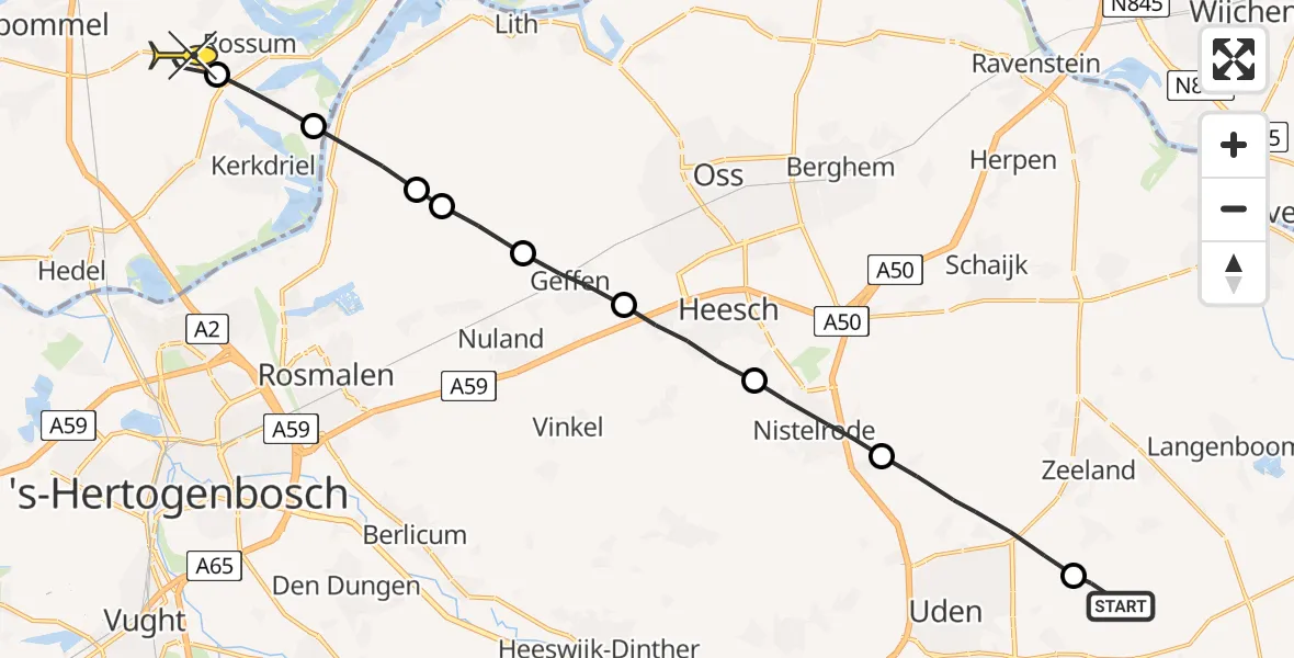 Routekaart van de vlucht: Lifeliner 3 naar Rossum