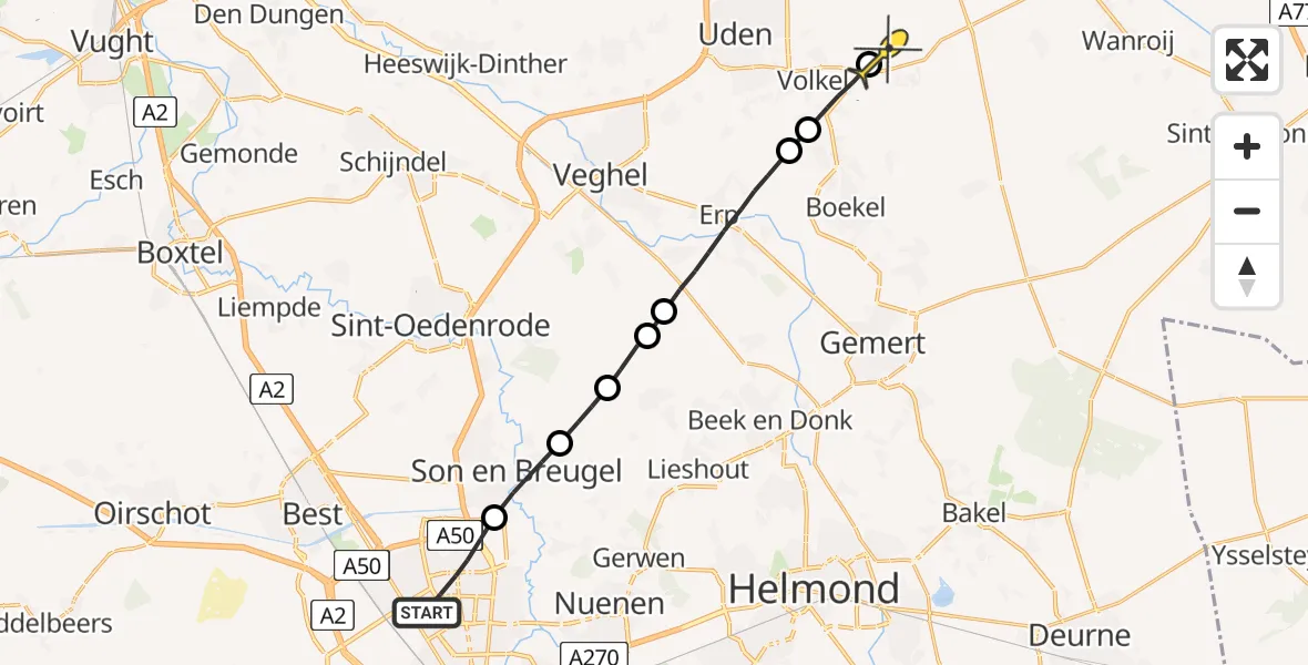 Routekaart van de vlucht: Lifeliner 3 naar Vliegbasis Volkel