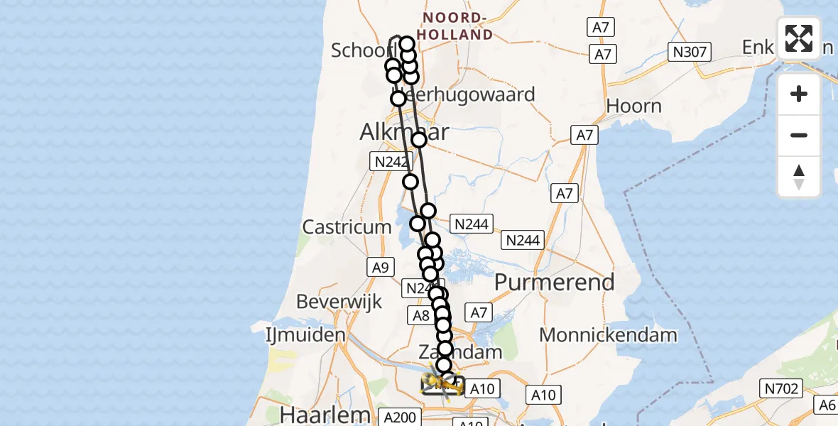 Vluchtroute Traumahelikopter Amsterdam Heliport - Amsterdam Heliport, 04 september 2023, 16:46