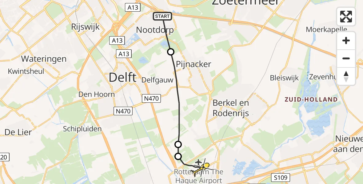 Routekaart van de vlucht: Lifeliner 2 naar Rotterdam The Hague Airport