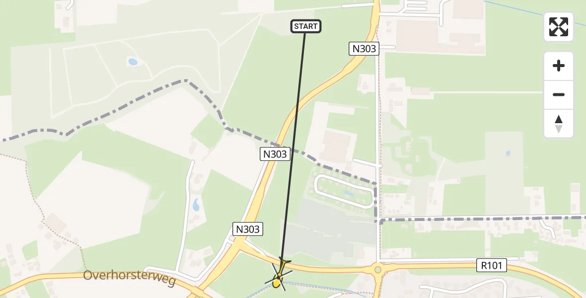 Routekaart van de vlucht: Traumahelikopter naar Voorthuizen