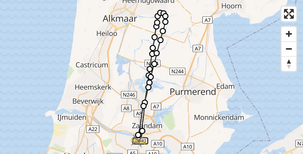 Vluchtroute Traumahelikopter Amsterdam Heliport - Amsterdam Heliport, 04 september 2023, 23:46