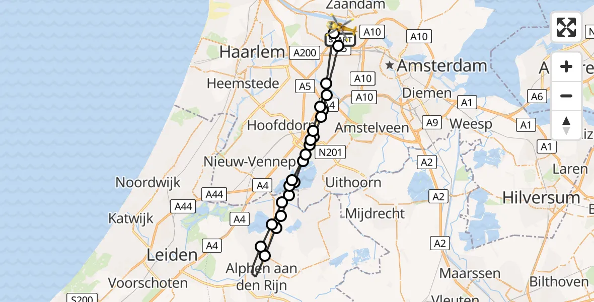 Vluchtroute Traumahelikopter Amsterdam Heliport - Amsterdam Heliport, 05 september 2023, 07:11