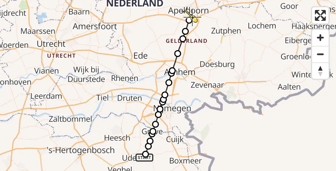 Routekaart van de vlucht: Lifeliner 3 naar Apeldoorn