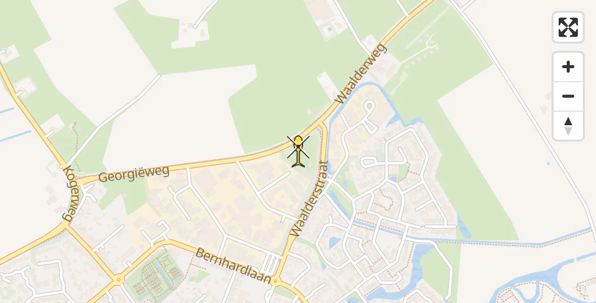 Routekaart van de vlucht: Ambulancehelikopter naar Den Burg