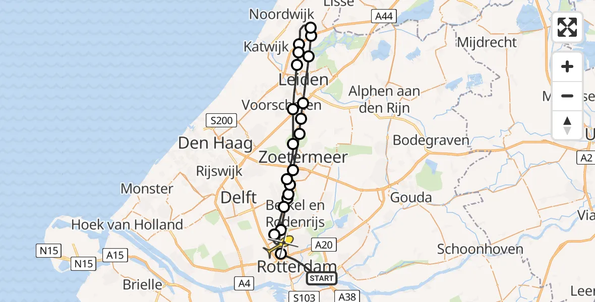 Routekaart van de vlucht: Lifeliner 2 naar Rotterdam The Hague Airport