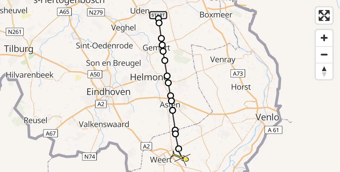 Routekaart van de vlucht: Lifeliner 3 naar Nederweert-Eind