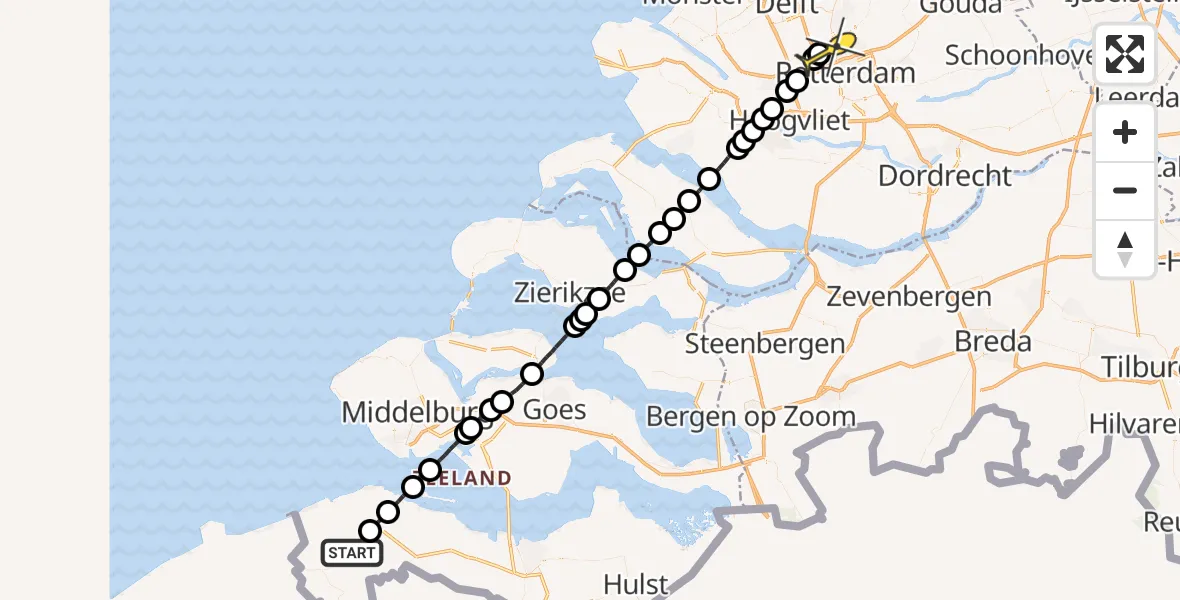 Routekaart van de vlucht: Lifeliner 2 naar Rotterdam The Hague Airport