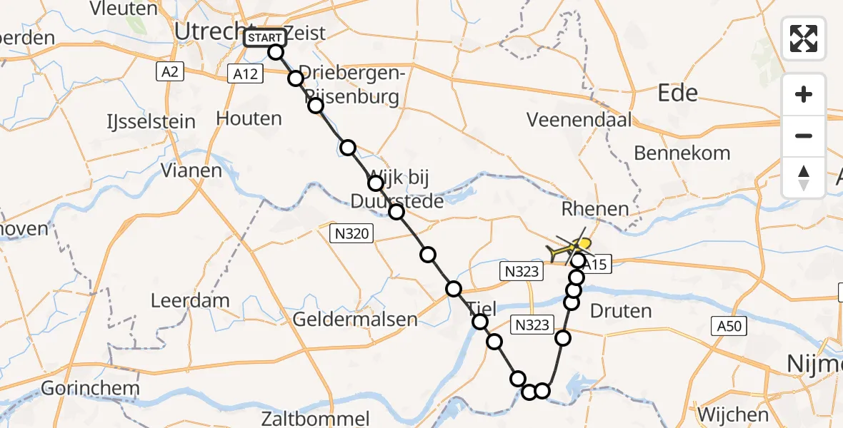 Routekaart van de vlucht: Lifeliner 3 naar Lienden