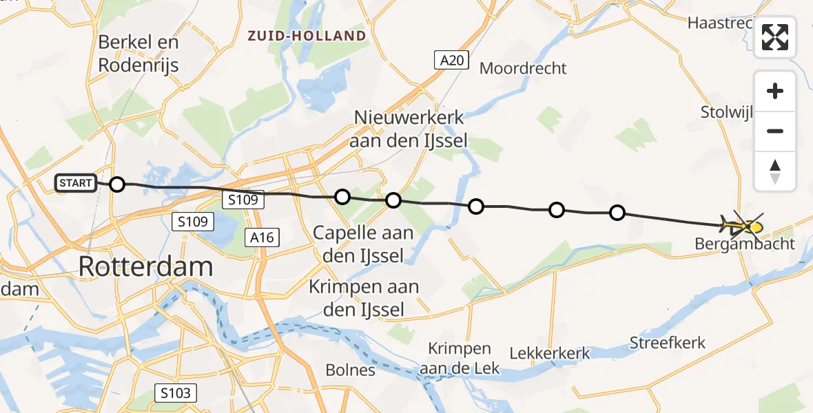 Routekaart van de vlucht: Lifeliner 2 naar Bergambacht