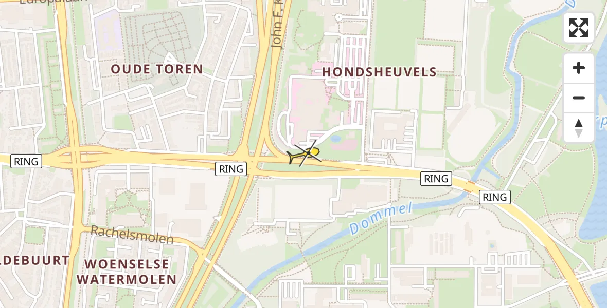 Routekaart van de vlucht: Traumahelikopter naar Eindhoven