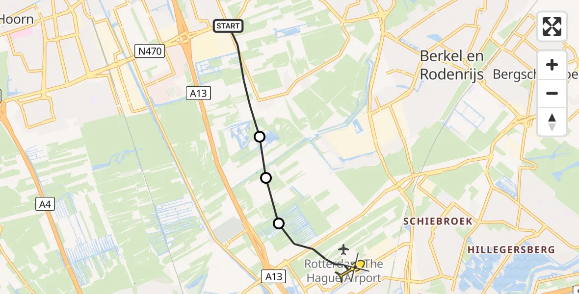 Routekaart van de vlucht: Lifeliner 2 naar Rotterdam The Hague Airport