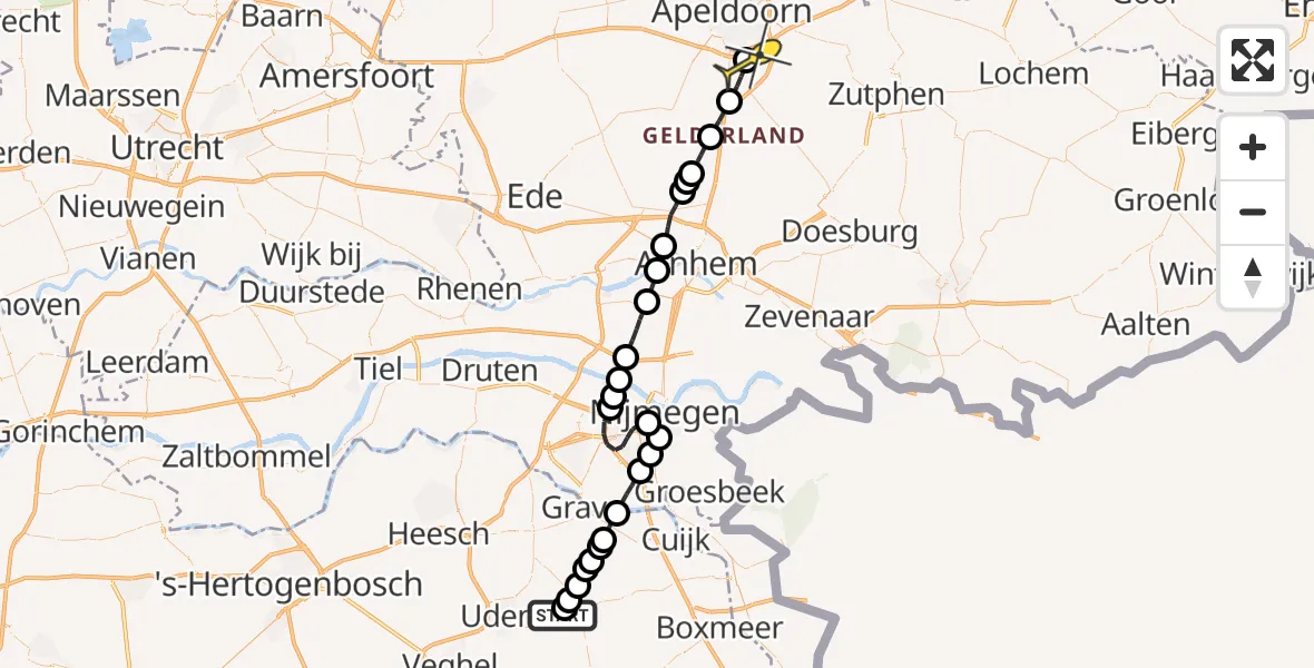 Routekaart van de vlucht: Lifeliner 3 naar Lieren