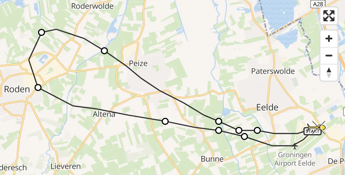Routekaart van de vlucht: Lifeliner 4 naar Groningen Airport Eelde